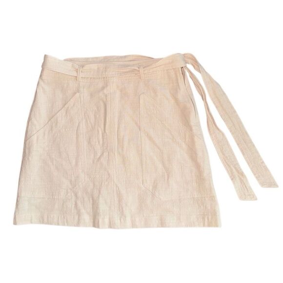 Altar'd State Women's Cream 100% Cotton Mini Skirt w/ Wrap Tie Belt Size Large - Picture 3 of 6